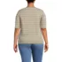 Women's Plus Size Supima Cotton Elbow Sleeve Boatneck Button Shoulder Tee, Back