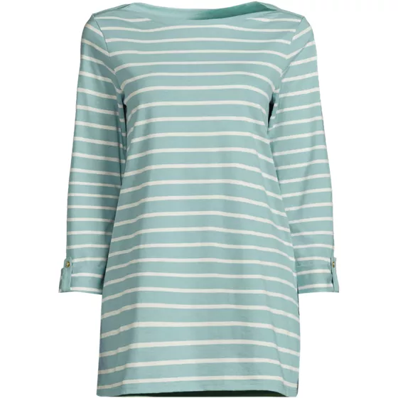 Women's Supima Cotton Adjustable 3/4 Sleeve Boatneck Tunic - primary