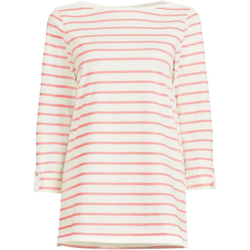 Women's Supima Cotton Adjustable 3/4 Sleeve Boatneck Tunic, Front