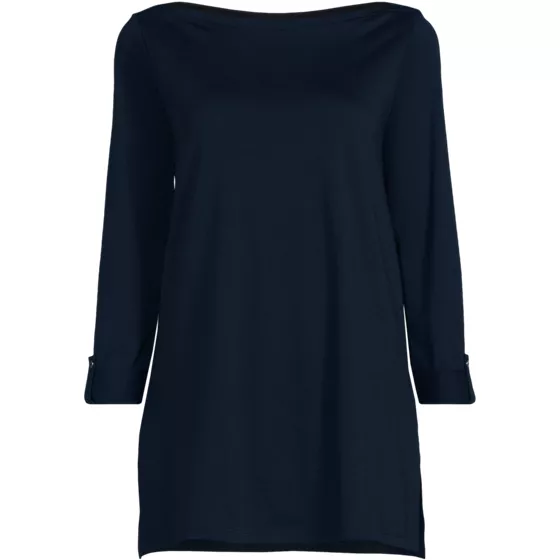 Women's Supima Cotton Adjustable 3/4 Sleeve Boatneck Tunic - primary