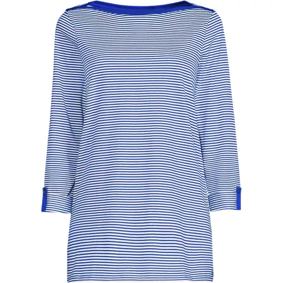 Women's Supima Cotton Adjustable 3/4 Sleeve Boatneck Tunic - primary