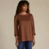 Women's Supima Cotton Adjustable 3/4 Sleeve Boatneck Tunic, Front