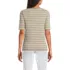 Women's Petite Supima Cotton Elbow Sleeve Boatneck Button Shoulder Tee, Back
