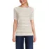 Women's Supima Cotton Elbow Sleeve Boatneck Button Shoulder Tee, Front