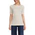 Women's Supima Cotton Elbow Sleeve Boatneck Button Shoulder Tee, Front