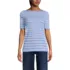 Women's Supima Cotton Elbow Sleeve Boatneck Button Shoulder Tee, Front