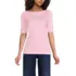 Women's Supima Cotton Elbow Sleeve Boatneck Button Shoulder Tee, Front