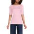 Women's Supima Cotton Elbow Sleeve Boatneck Button Shoulder Tee, Front