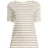 Women's Supima Cotton Elbow Sleeve Boatneck Button Shoulder Tee, Front