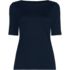 Women's Supima Cotton Elbow Sleeve Boatneck Button Shoulder Tee, Front