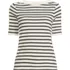 Women's Supima Cotton Elbow Sleeve Boatneck Button Shoulder Tee, Front