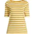 Women's Supima Cotton Elbow Sleeve Boatneck Button Shoulder Tee, Front