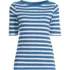 Women's Supima Cotton Elbow Sleeve Boatneck Button Shoulder Tee, Front