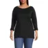 Women's Plus Size Supima Cotton Adjustable 3/4 Sleeve Boatneck Tunic, Front