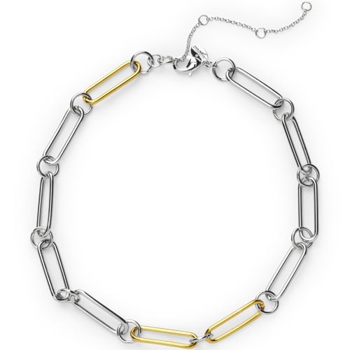 Water-Resistant Mixed Metal Short Link Necklace - Lands' End