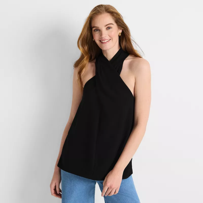 Women's Creaseless Twist Front Halter Top, alternative image