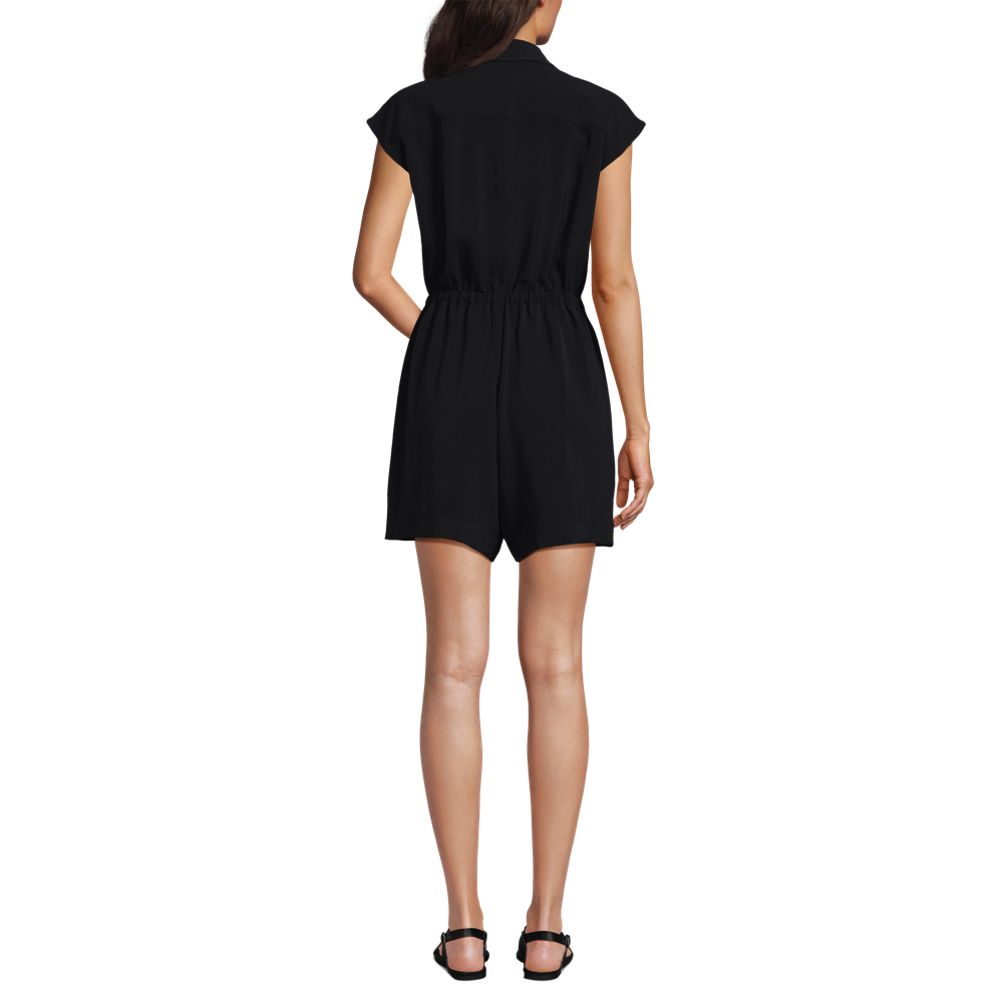 Women's Cap Sleeve Creaseless Button-Down Romper | Lands' End