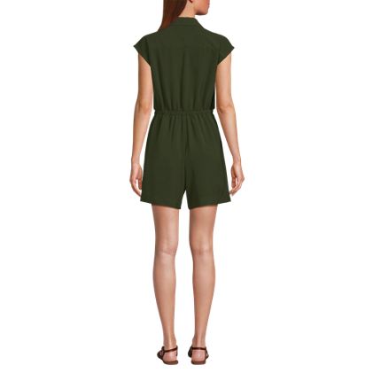 Women's Cap Sleeve Creaseless Button-Down Romper - image 5
