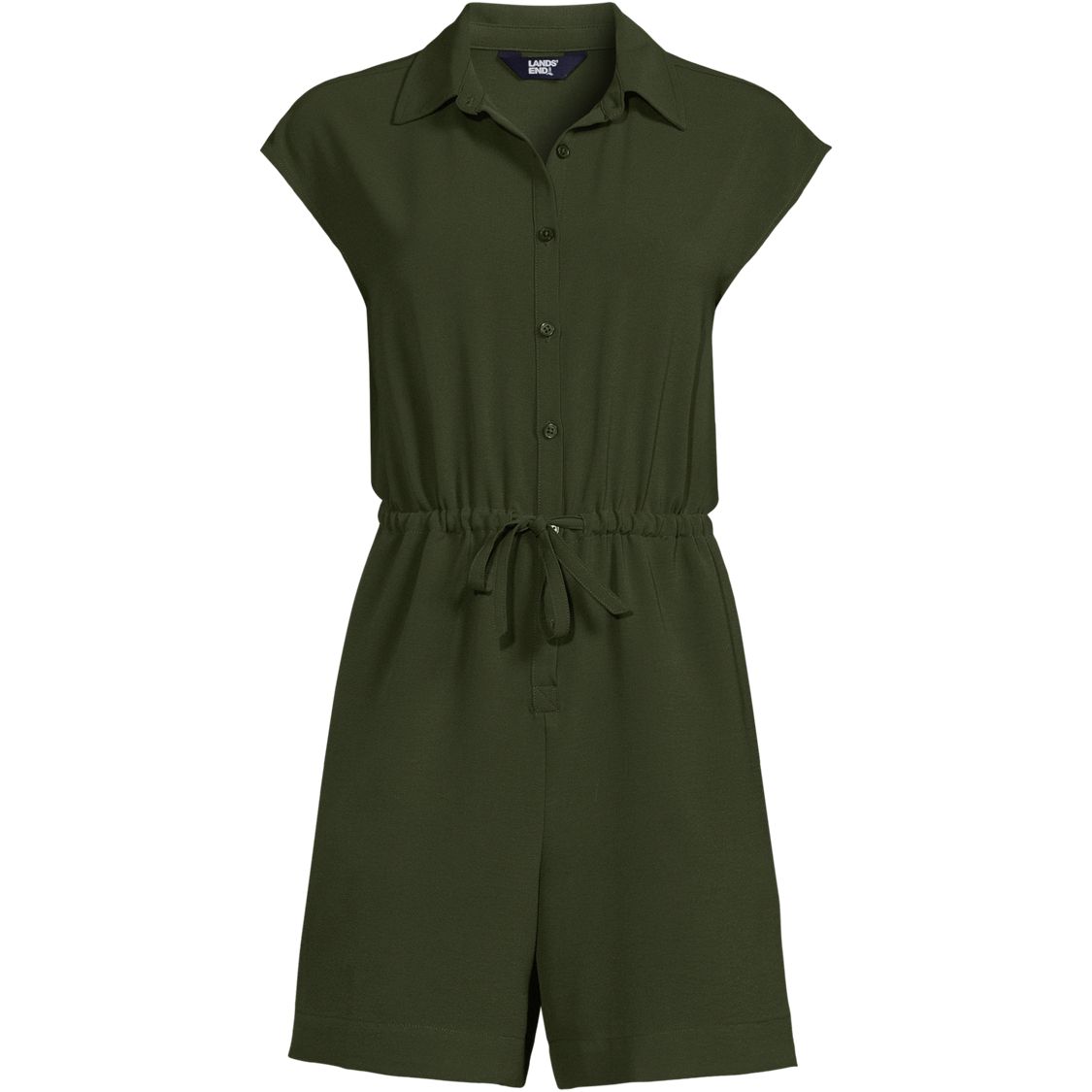 Women's Cap Sleeve Creaseless Button-Down Romper