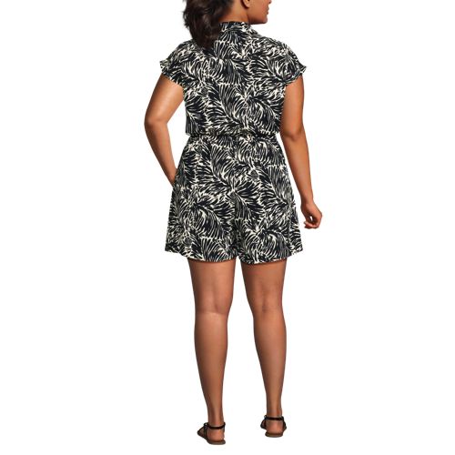 Women's Cap Sleeve Creaseless Button-Down Romper - image 3