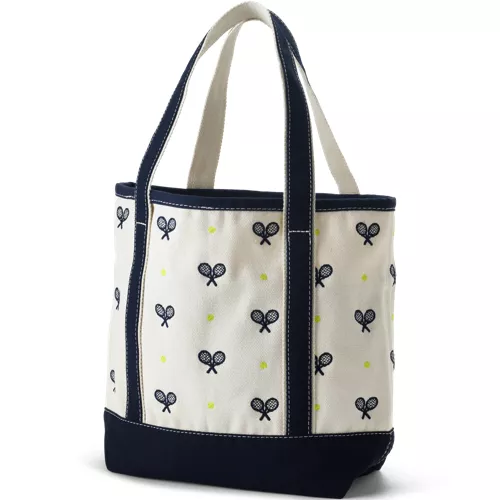 Medium Embroidered 5 Pocket Open Top Canvas Tote Bag, Back
