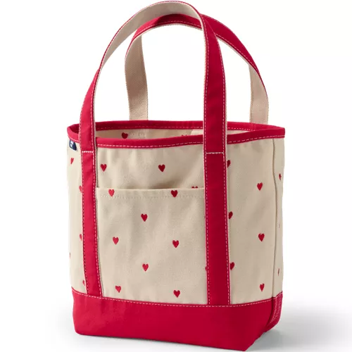 Medium Embroidered 5 Pocket Open Top Canvas Tote Bag, Front