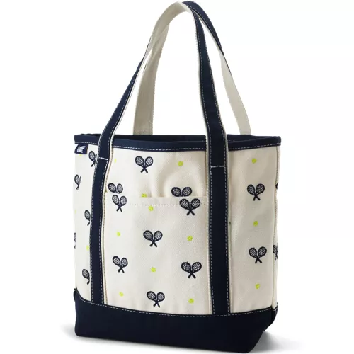 Medium Embroidered 5 Pocket Open Top Canvas Tote Bag, Front