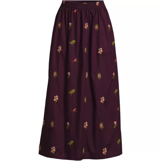 Women's Plus Size Poplin Pull On Maxi Skirt - primary