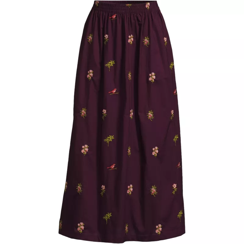 Women's Plus Size Poplin Pull On Maxi Skirt, Front