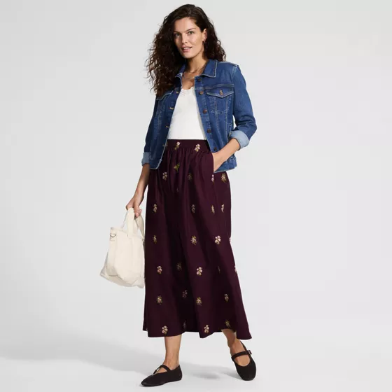 Women's Poplin Pull On Maxi Skirt - primary