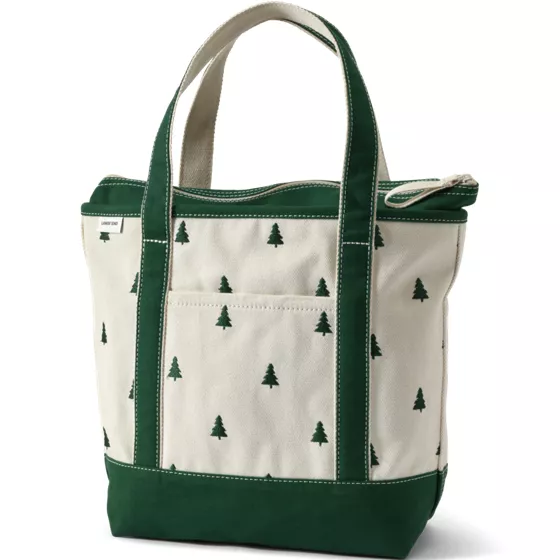 Medium Embroidered 5 Pocket Zip Top Canvas Tote Bag - primary