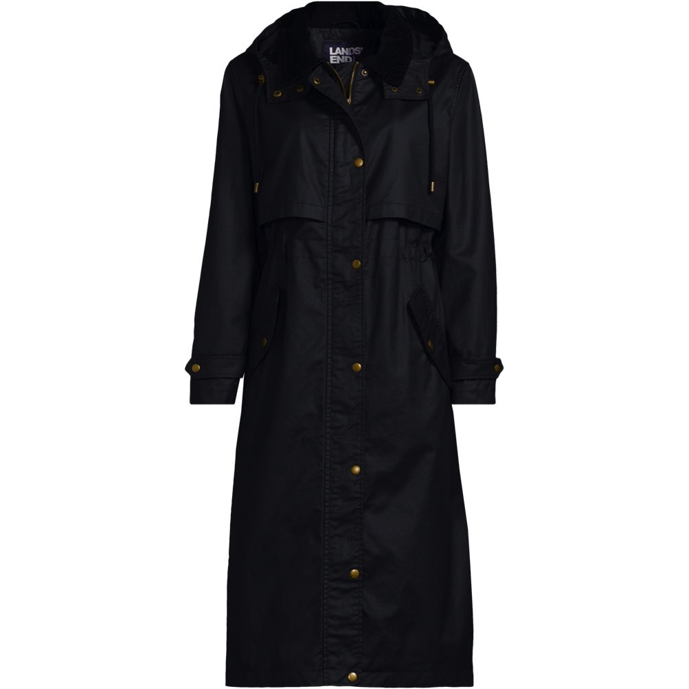 Women's Longline Waxed Coat Lands' End