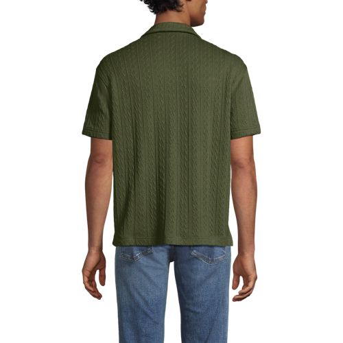  Lands' End Struktur-jerseyshirt, Herren, Größe:44-46 Regular, Grün, Elasthan/baumwoll-mischung/polyester-mischung, By Lands' End 