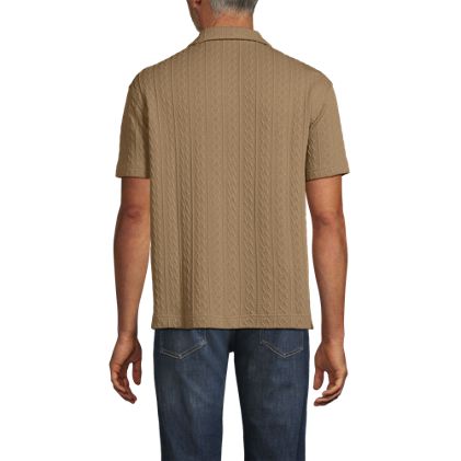 Men's Short Sleeve Textured Cable Camp Collar Button Through Shirt - image 4
