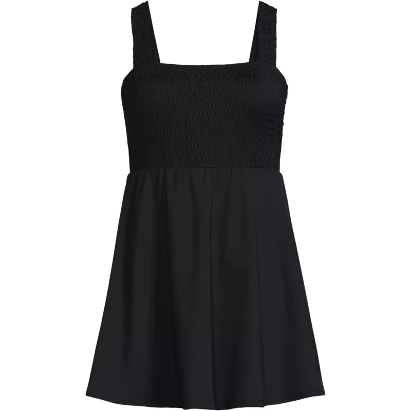 Women's Smocked Swim Dress Swimsuit, Front