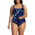 Women's Plus Size Smocked Tankini Top and High Waisted Bottoms Swimsuit Set, Front
