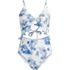Women's Tie Front Ruffle Monokini One Piece Swimsuit, Front