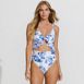 Women's Tie Front Ruffle Monokini One Piece Swimsuit, Front