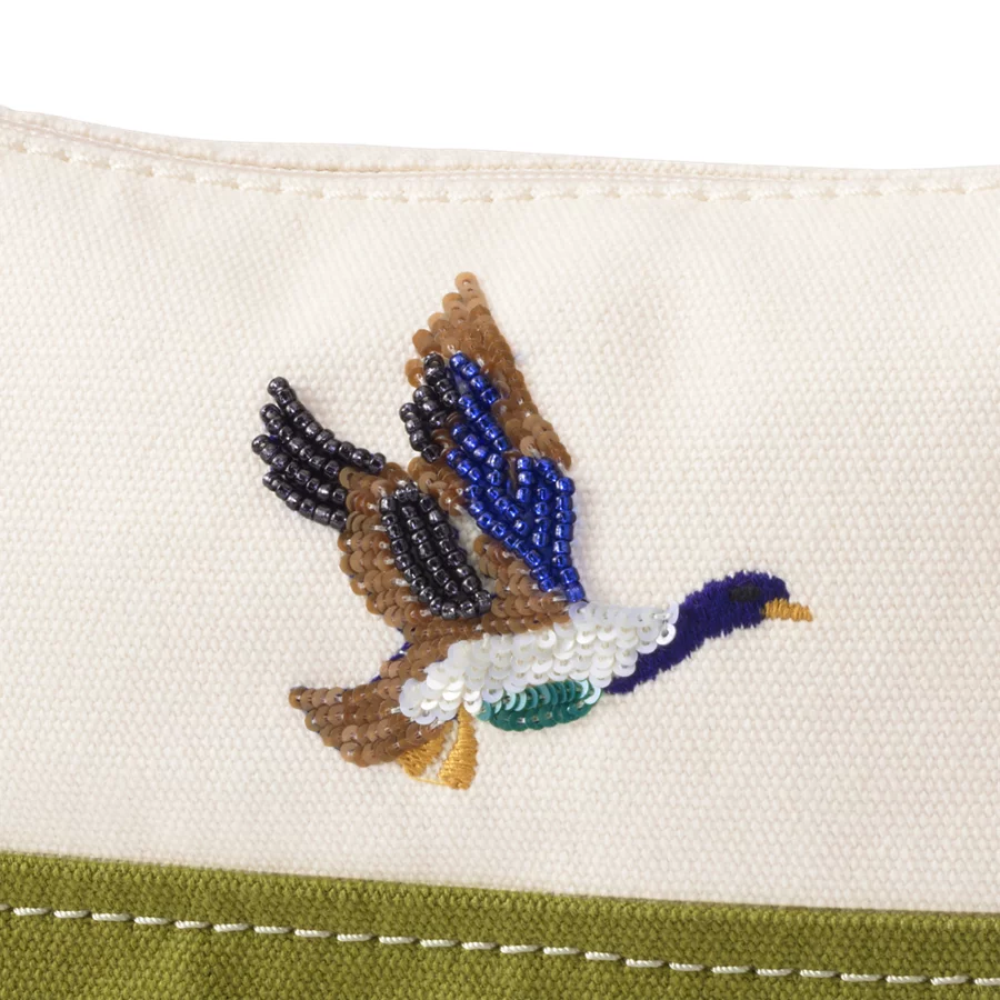 Embroidered Zipper Canvas Pouch view 1