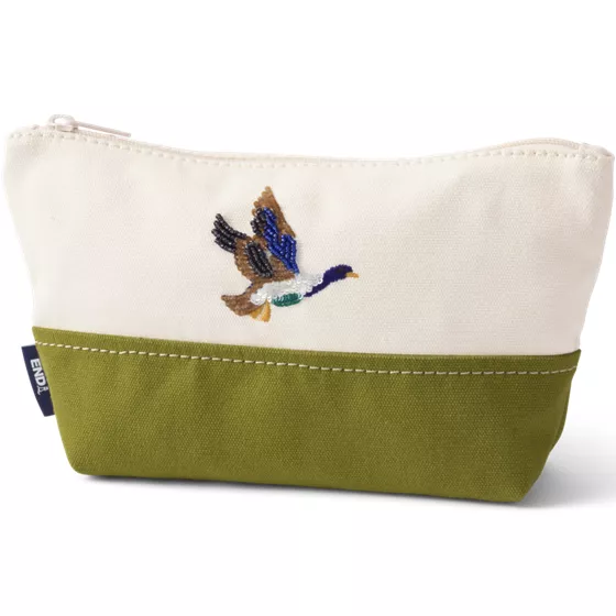 Embroidered Zipper Canvas Pouch - primary