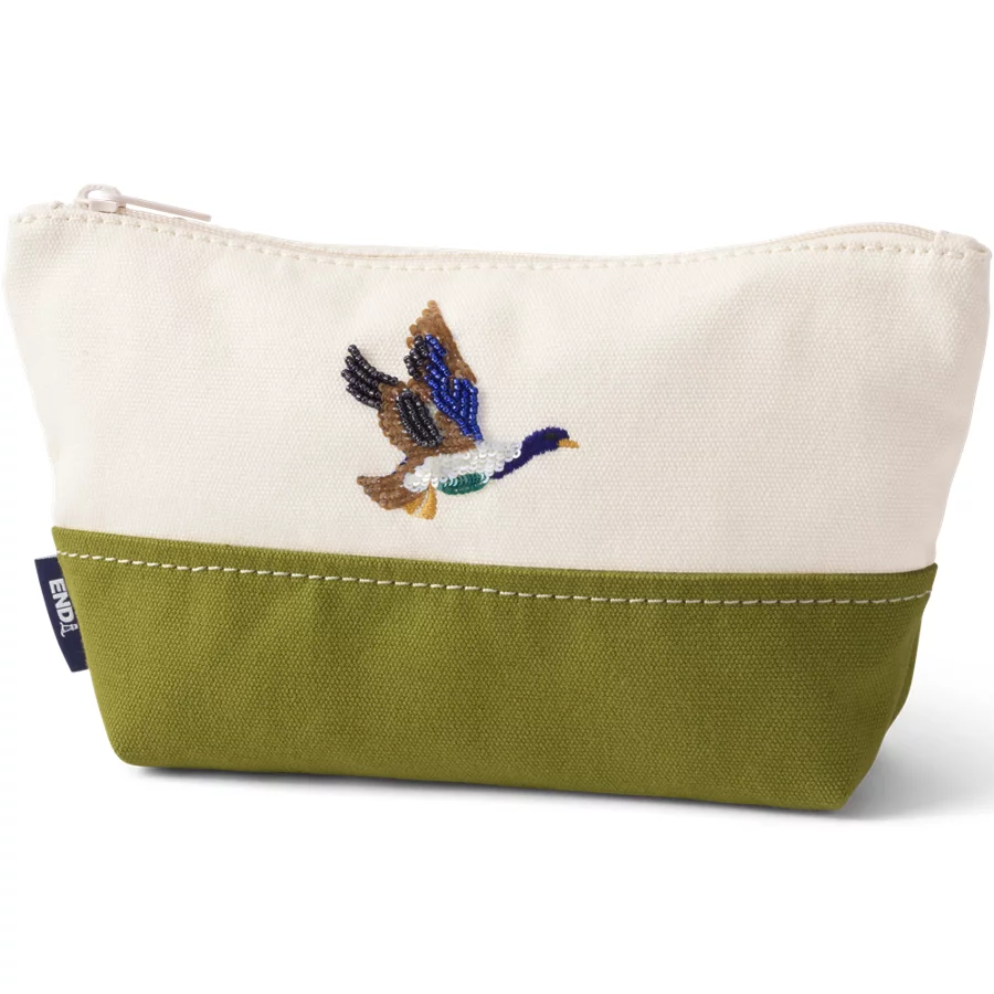 Embroidered Zipper Canvas Pouch view 3