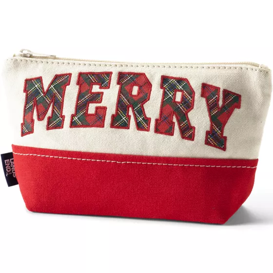 Embroidered Zipper Canvas Pouch - primary