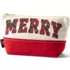 Embroidered Zipper Canvas Pouch, Front