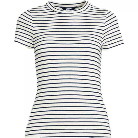 Women's Plus Size Drapey Rib Fitted Short Sleeve Mini T-Shirt - primary