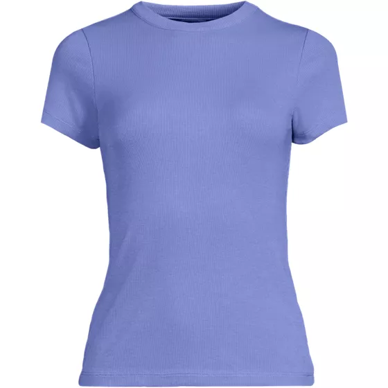 Women's Plus Size Drapey Rib Fitted Short Sleeve Mini T-Shirt - primary