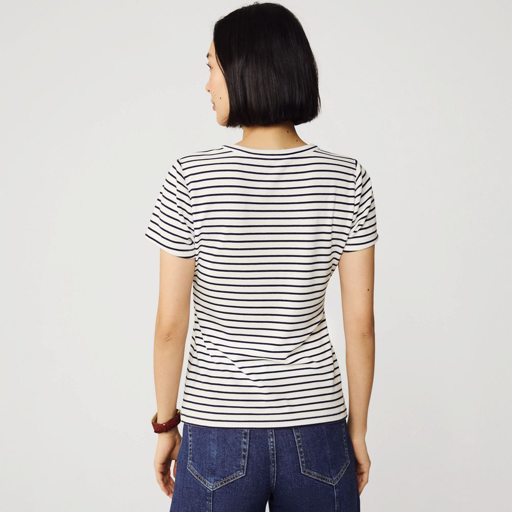 Women's Drapey Rib Fitted Short Sleeve Mini T-Shirt | Lands' End