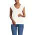 Women's Linen Blend Cap Sleeve Gathered Shoulder Tee, Front