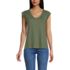Women's Linen Blend Cap Sleeve Gathered Shoulder Tee, Front