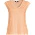 Women's Linen Blend Cap Sleeve Gathered Shoulder Tee, Front