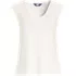 Women's Linen Blend Cap Sleeve Gathered Shoulder Tee, Front